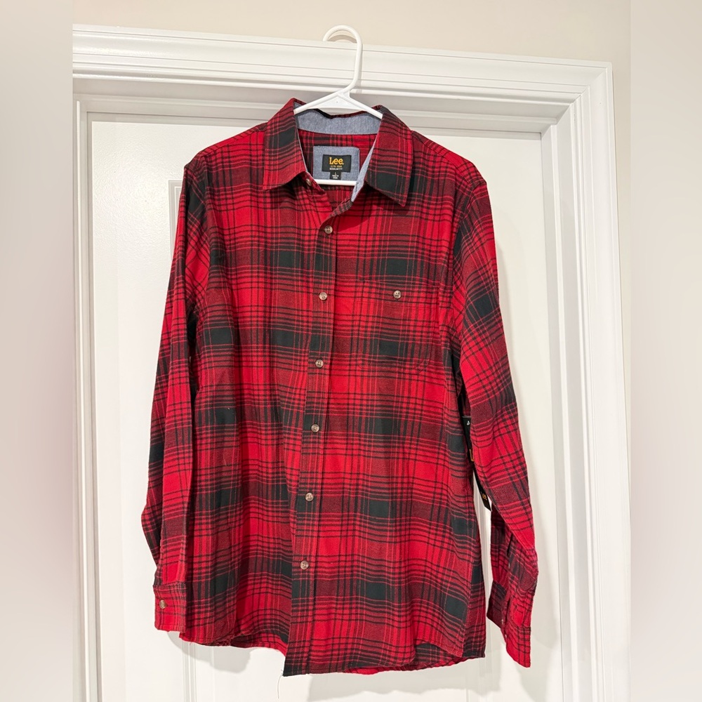 Lee Men's Red Plaid Flannel Shirt NWT